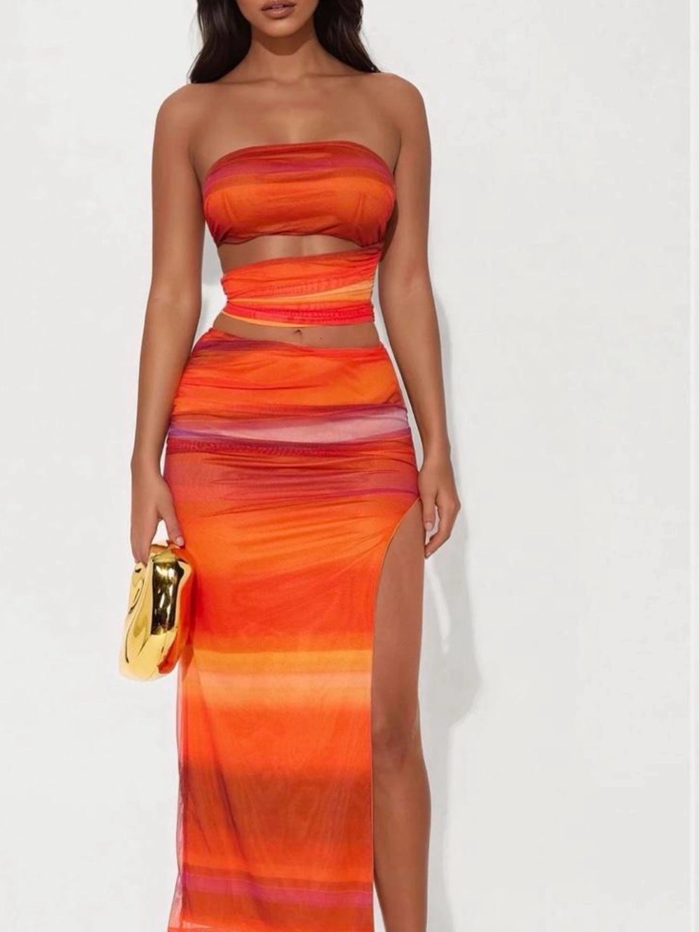 Fashion Nova High-Slit Maxi Skirt Set